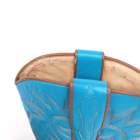 Guess Marciano Boots Womens 5.5 Vintage Cowboy Leather Pointed Embroidered Blue - Picture 5 of 12